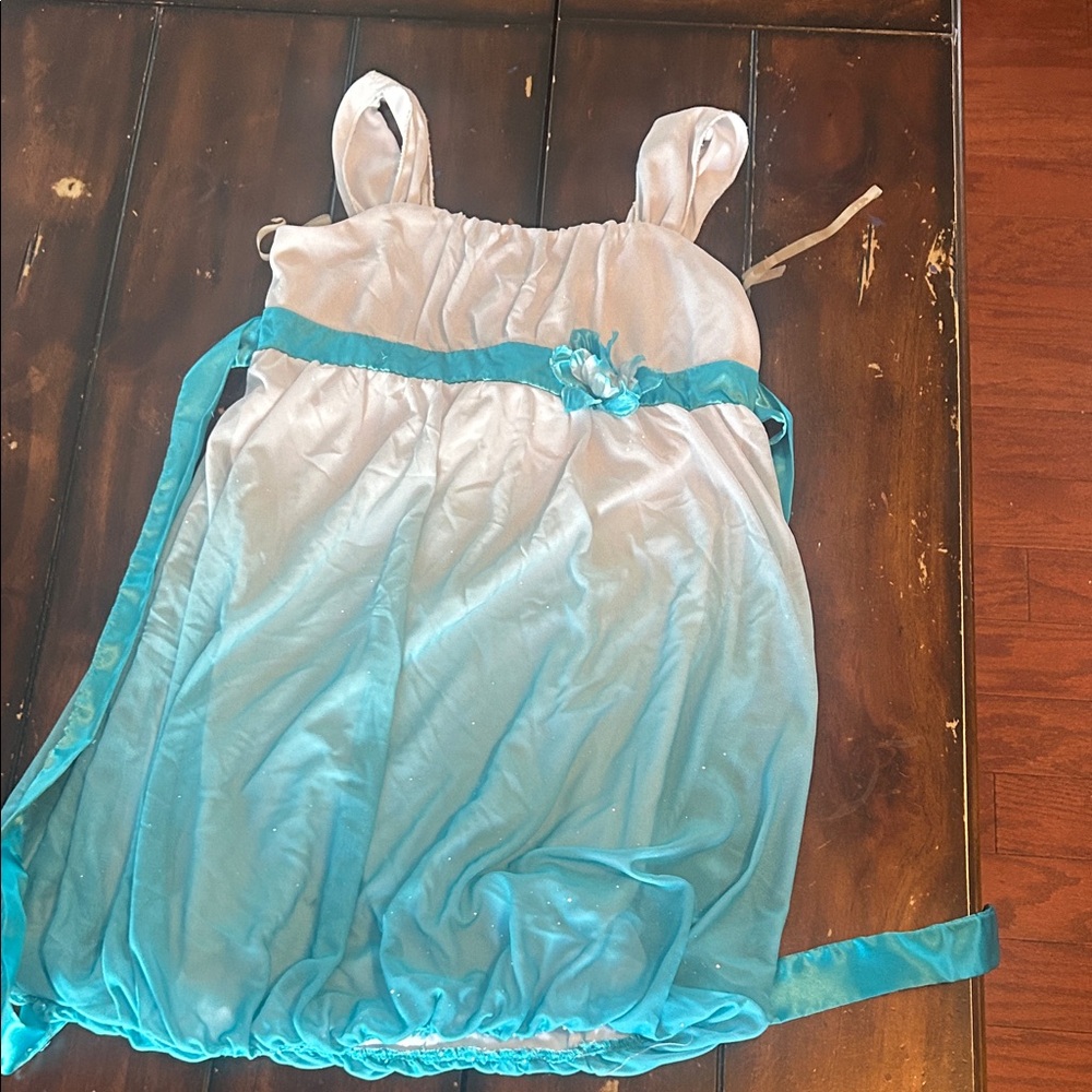 Blue and White Dress with Ribbon Detail